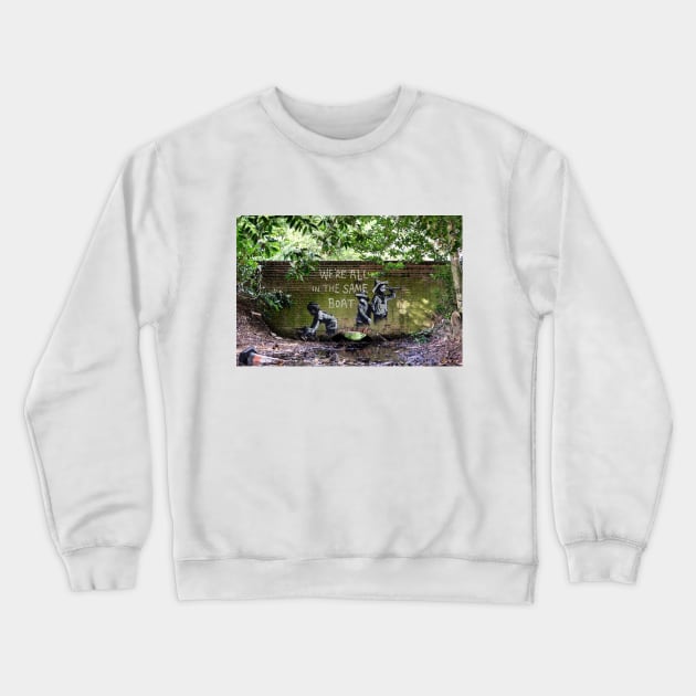 Banksy We're All in the Same Boat Crewneck Sweatshirt by foozler